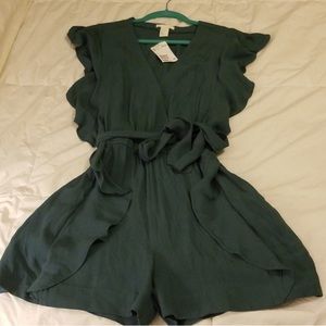 Green ruffled H&M romper